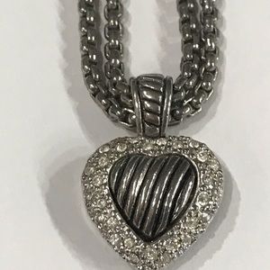 Heart necklace pave balls